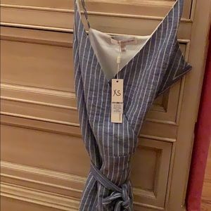 blue/white stripe wrap dress xs